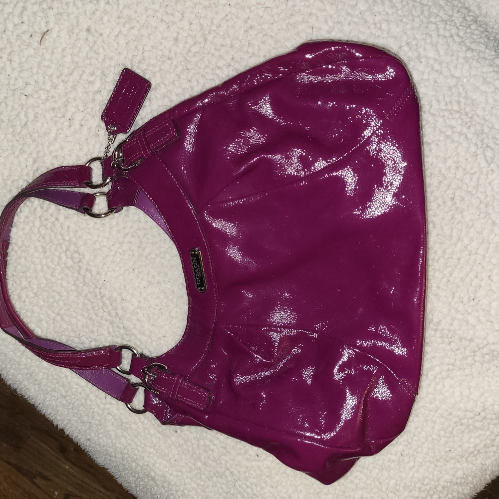 Purple Pantent leather coach purse